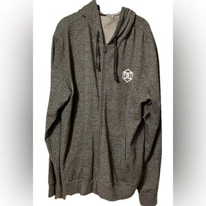 DC Men's Charcoal Zip-Up Hoodie with White Logo Back